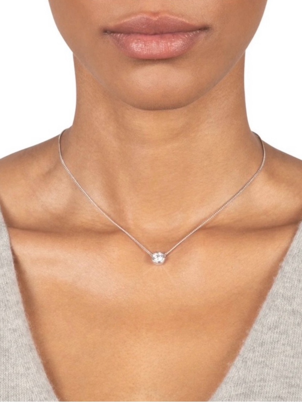 NEW Alexis Bittar Asterales Silver Solitaire C Z Necklace